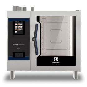 SkyLine PremiumS : Four mixte gaz à chaudière, écran tactile, 6 GN1/1, 3 mode de cuisson (automatique, programme, manuel), nettoyage automatique Electrolux
